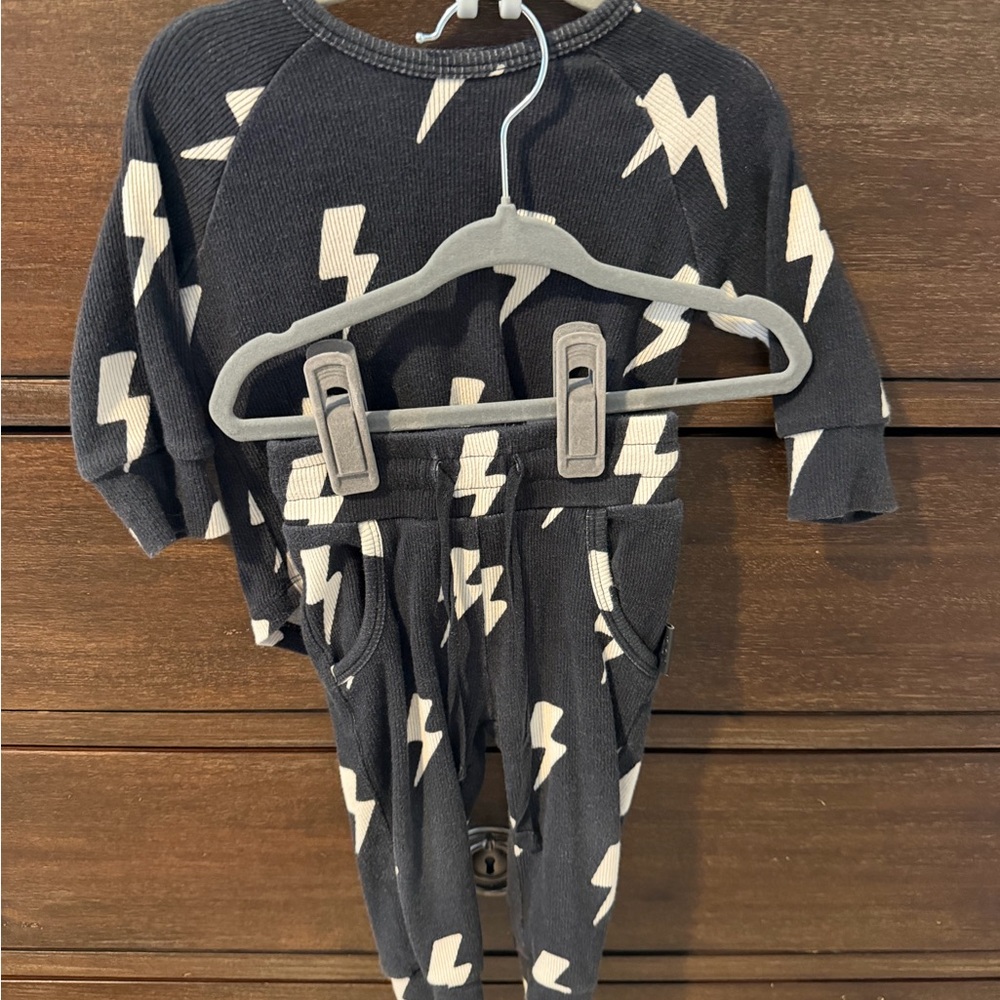 Kids Lightning Bolt Matching Set - Black and White